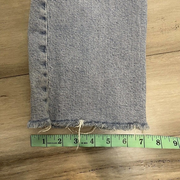 Zara Button Fly Crop Jeans Raw Hem Blue Size 8 - Picture 8 of 8